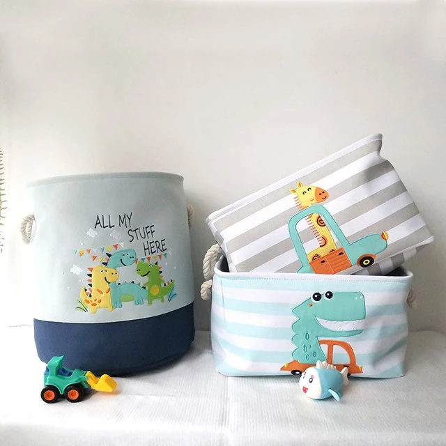 Storage Box for Toys, Clothes, Cosmetics, Foldable, with Convenient Handles, for Children’s Room, Bedroom, Living Room - Dinosaur