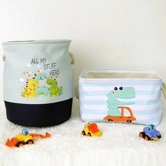 Storage Box for Toys, Clothes, Cosmetics, Foldable, with Convenient Handles, for Children’s Room, Bedroom, Living Room - Dinosaur
