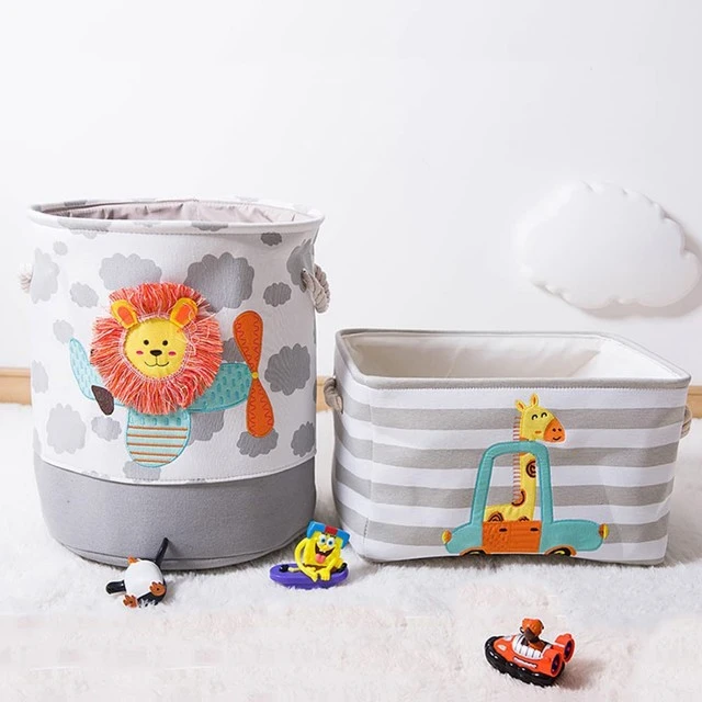 Storage Box for Toys, Clothes, Cosmetics, Foldable, with Convenient Handles, for Childrens Room, Bedroom, Living Room - Giraffe