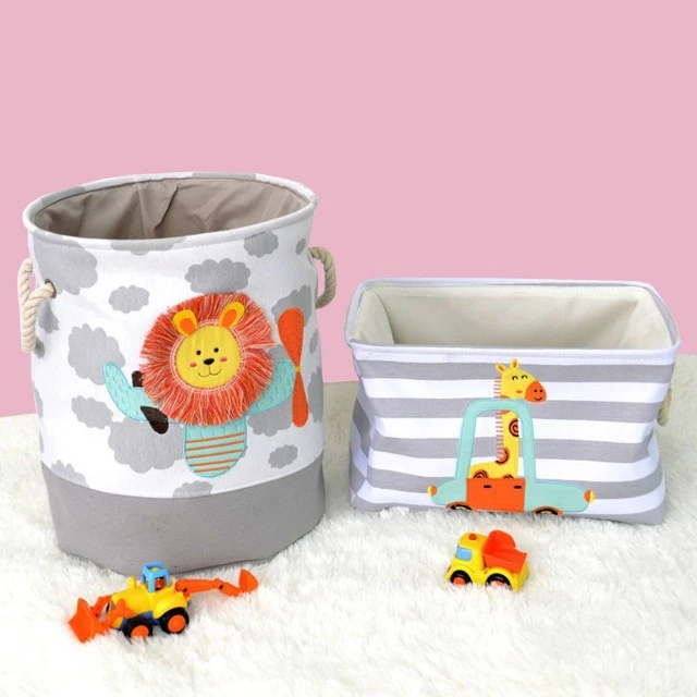 Storage Box for Toys, Clothes, Cosmetics, Foldable, with Convenient Handles, for Childrens Room, Bedroom, Living Room - Giraffe
