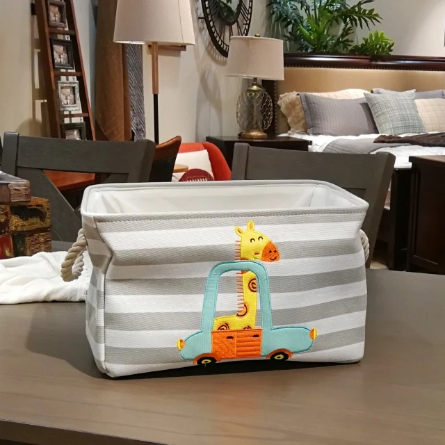 Storage Box for Toys, Clothes, Cosmetics, Foldable, with Convenient Handles, for Childrens Room, Bedroom, Living Room - Giraffe