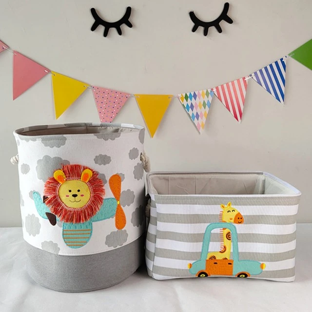 Storage Box for Toys, Clothes, Cosmetics, Foldable, with Convenient Handles, for Childrens Room, Bedroom, Living Room - Giraffe