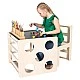 Montessori Set 2 in 1 GINGER HOME, Children's Table with Chair and Climbing Cube, Active Play Table, Natural Wood, 57x50x55 cm