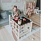 Montessori Set 2 in 1 GINGER HOME, Children's Table with Chair and Climbing Cube, Active Play Table, Natural Wood, 57x50x55 cm