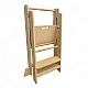 Монтесори Кула за Деца GINGER HOME, Сгъваемо Помощно Столче за Кухня, Learning Tower, Безопасна Детска Стълба, Масивно Натурално Дърво, 51x47x91.5 см
