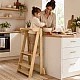 Монтесори Кула за Деца GINGER HOME, Сгъваемо Помощно Столче за Кухня, Learning Tower, Безопасна Детска Стълба, Масивно Натурално Дърво, 51x47x91.5 см