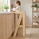 Монтесори Кула за Деца GINGER HOME, Сгъваемо Помощно Столче за Кухня, Learning Tower, Безопасна Детска Стълба, Масивно Натурално Дърво, 51x47x91.5 см