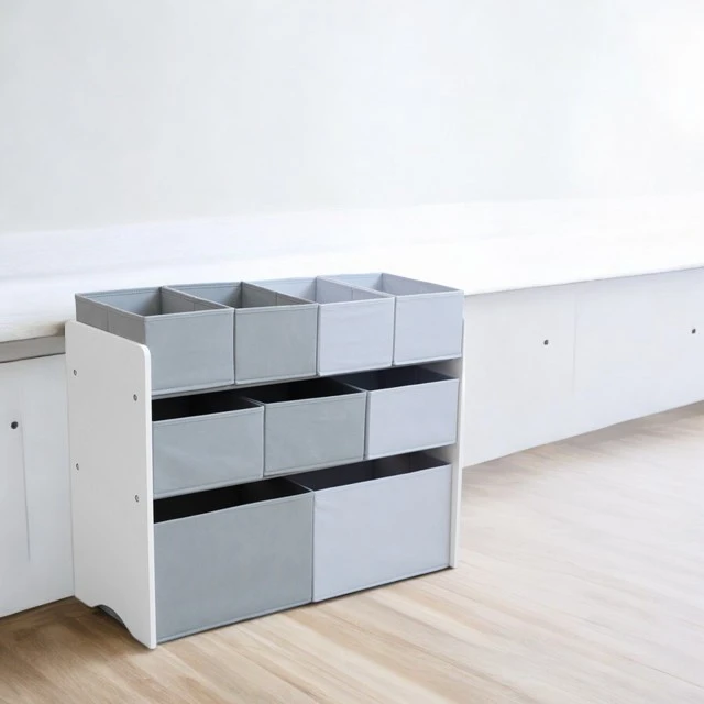 Toy Organizer, Nursery Shelf, Closet, Storage Box Section - White, Gray