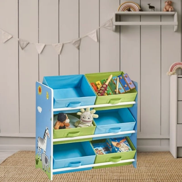 Toy organizer GINGER HOME, nursery shelf with storage boxes, SAFARI