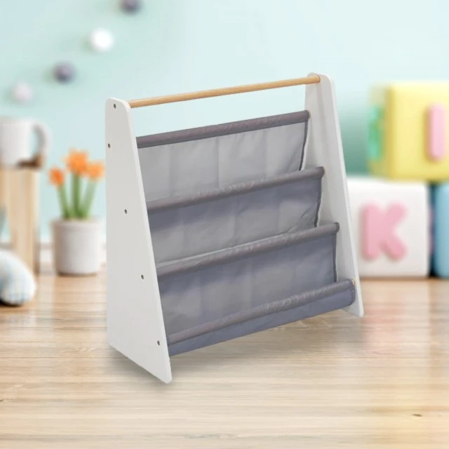 Portable children’s book shelf GINGER HOME, nursery furniture, white, grey
