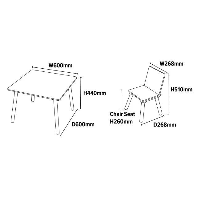 Children’s Table with 2 Chairs GINGER HOME Set of Wood TF6163