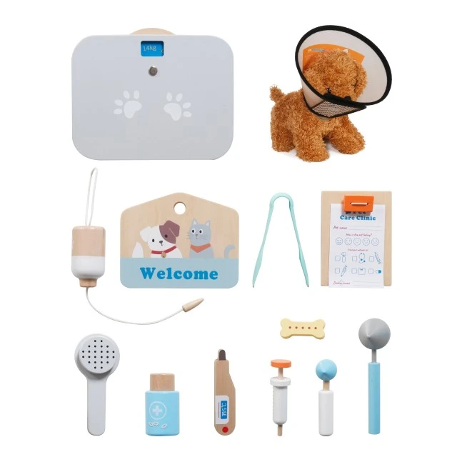 Children’s Veterinary Clinic Toy GINGER HOME – Wooden Veterinary Center with Accessories and Plush Dog, 89×57×30 cm