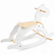 Children's Wooden Rocking Horse GINGER HOME, White, Solid Wood, 70x20x47 cm, Montessori Toy