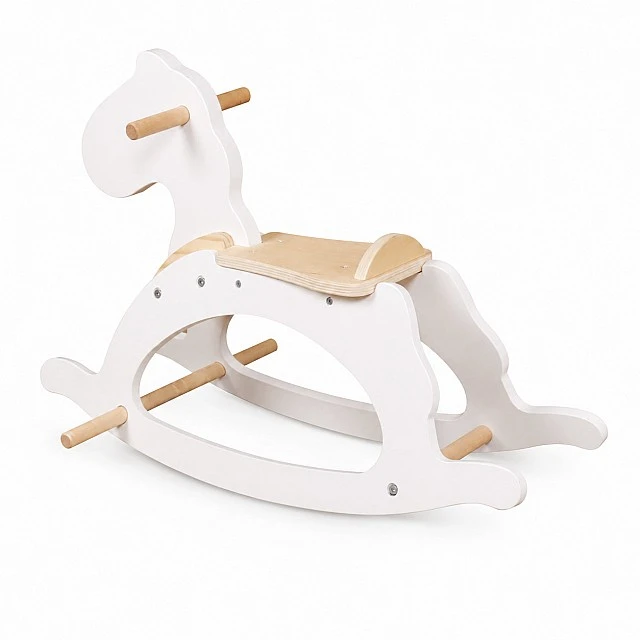 Children's Wooden Rocking Horse GINGER HOME, White, Solid Wood, 70x20x47 cm, Montessori Toy