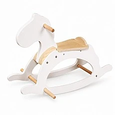 Children's Wooden Rocking Horse GINGER HOME, White, Solid Wood, 70x20x47 cm, Montessori Toy