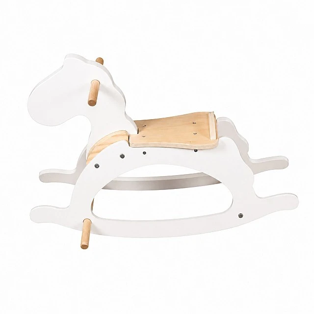 Children's Wooden Rocking Horse GINGER HOME, White, Solid Wood, 70x20x47 cm, Montessori Toy