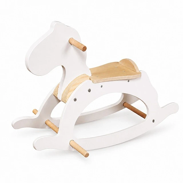 Children's Wooden Rocking Horse GINGER HOME, White, Solid Wood, 70x20x47 cm, Montessori Toy