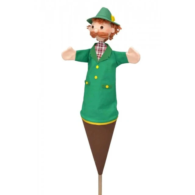 Puppet puppet with cone and wooden stick Hunter 56 cm.
