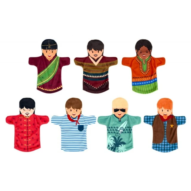 Set of 7 puppets for theater People of the World