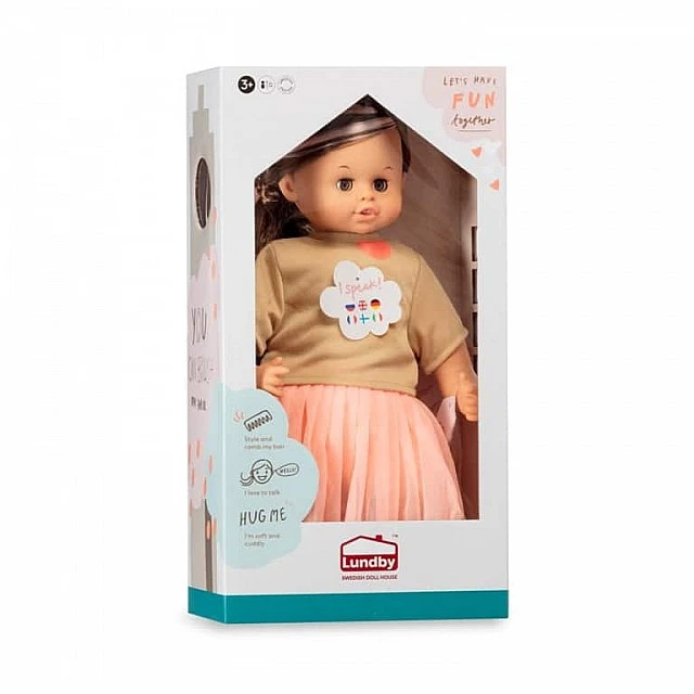 Talking doll with dark hair 45 cm.