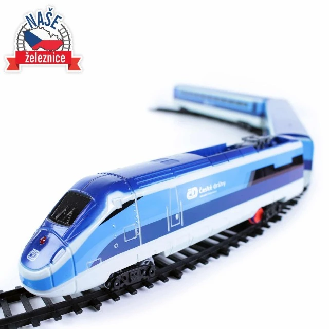 Train set with rails and two cars with sound and lights Czech Railways 23 parts