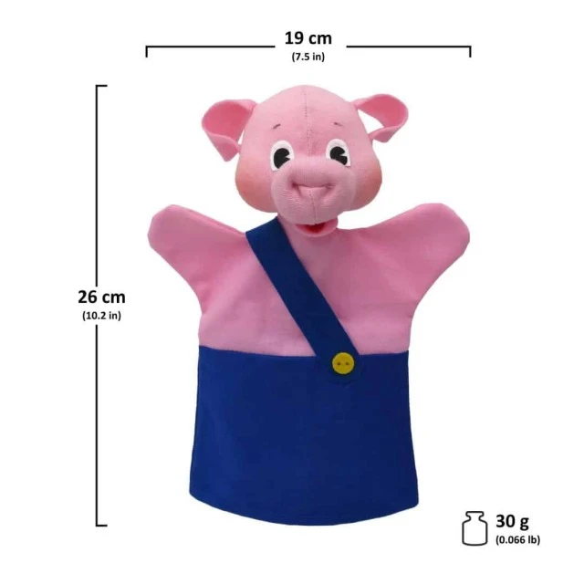 Puppet for theater Piggy blue 26 cm.