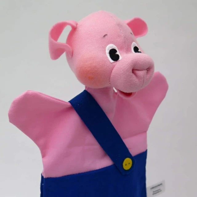 Puppet for theater Piggy blue 26 cm.