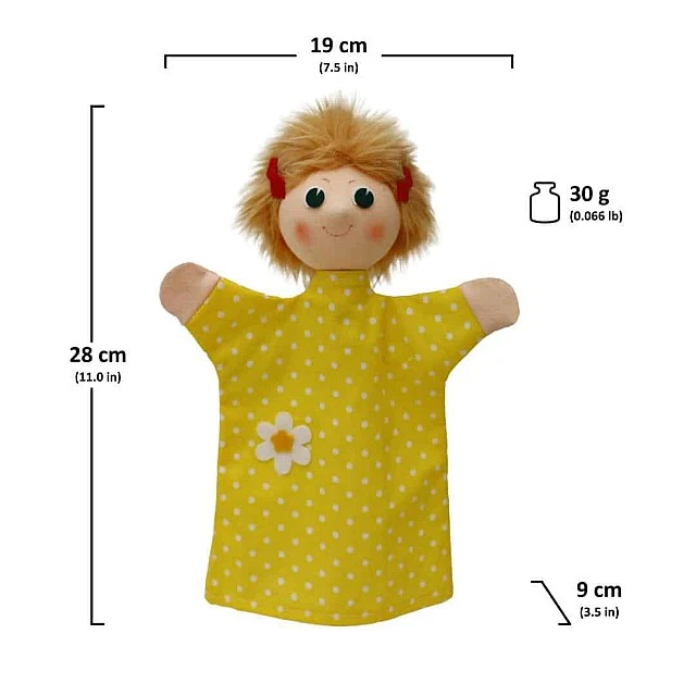 Theater doll Girl in yellow dress 28 cm.