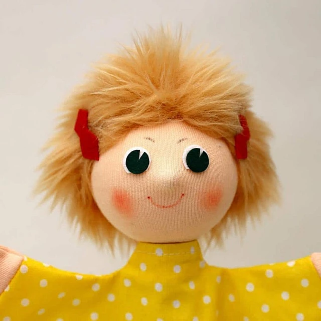 Theater doll Girl in yellow dress 28 cm.
