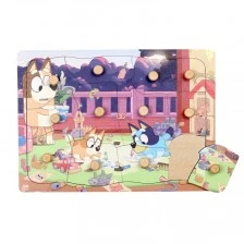 Дървен пъзел с дръжки Блуи 12 части