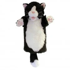 Puppet for theater Cat in black and white 40 cm.
