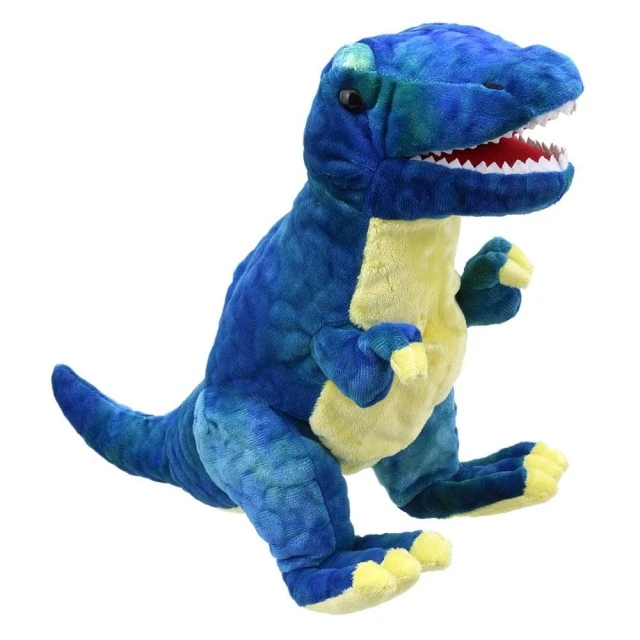 Puppet for theater Dinosaur T-rex blue 35 cm.