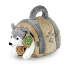 Plush Husky Dog with doghouse