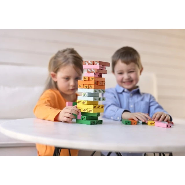 Wooden Jenga game with Pippi Longstocking