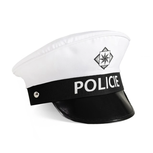 Policeman Theatrical Set - Hat, Baton and Whistle - White