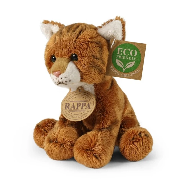 Plush kitten, ginger, sitting, 14 cm. Eco friends
