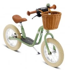 Колело за баланс със спирачка и кошничка PUKY LR XL BR CLASSIC в ретро зелен цвят
