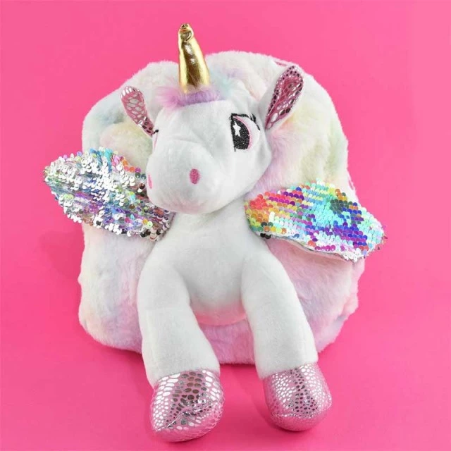 3D детска раничка за момиче White Unicorn, 30 см