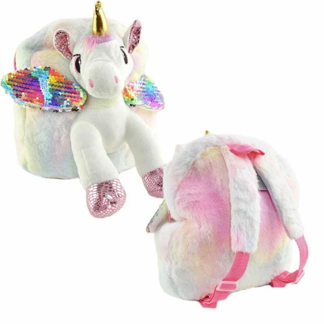 3D детска раничка за момиче White Unicorn, 30 см