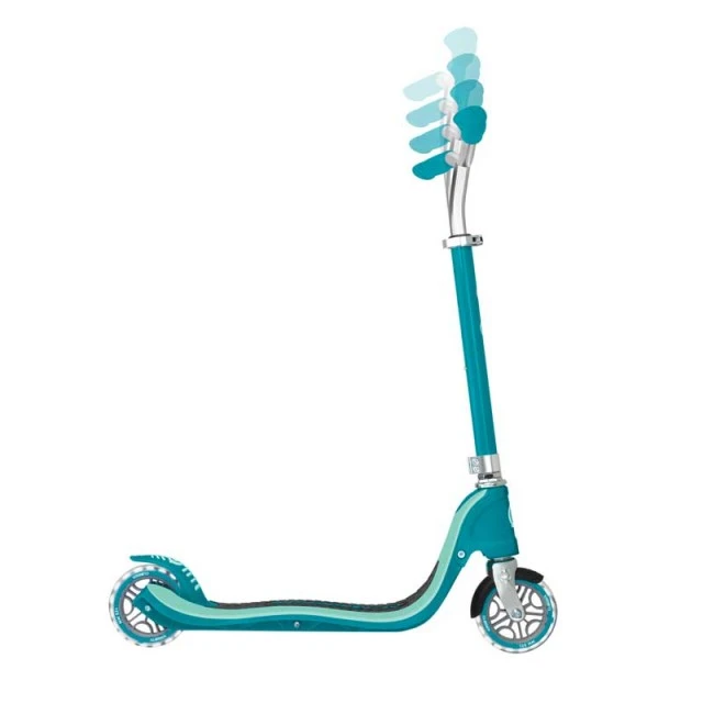 Two-wheeled light-up scooter FLOW 125 LIGHTS - blue-green