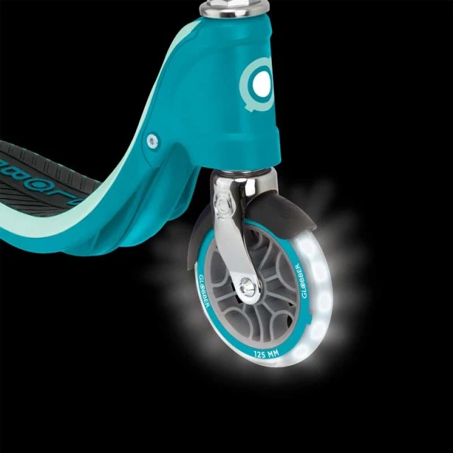 Two-wheeled light-up scooter FLOW 125 LIGHTS - blue-green