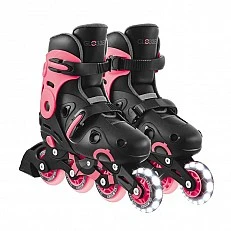Children's roller skates with light-up wheels Globber, size 34-37, pink