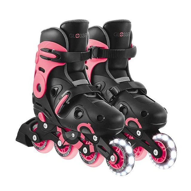Children's roller skates with light-up wheels Globber, size 34-37, pink