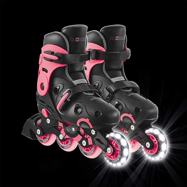 Children's roller skates with light-up wheels Globber, size 34-37, pink