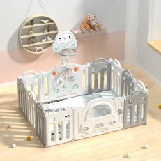 Baby fence with basketball hoop and activity board - Gray car