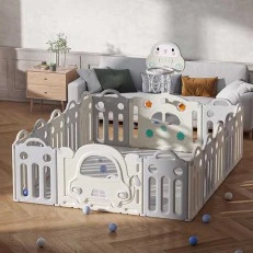 Baby fence with basketball hoop and activity board - Gray car