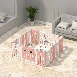 Baby fence for safe play, Pink owl