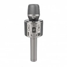 Kids party microphone with LED lights - silver