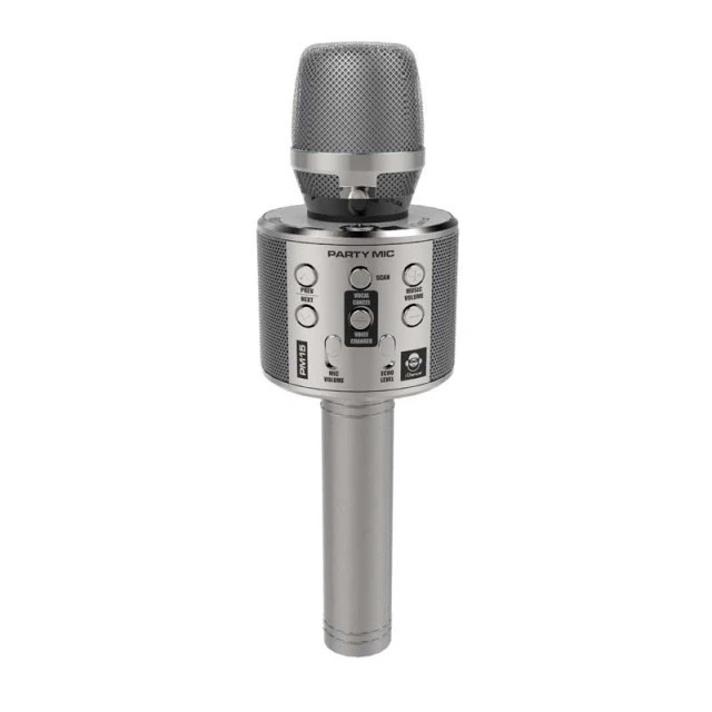 Kids party microphone with LED lights - silver