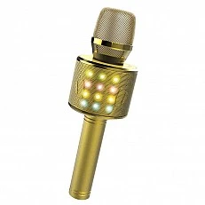 Kids party microphone with LED lights - gold
